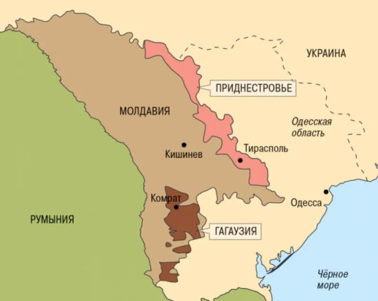 Карта гагаузии в молдове на русском языке с городами подробная
