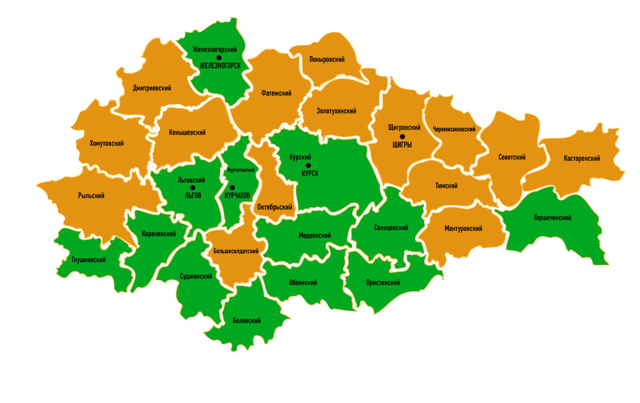 Карта курской области с районами и деревнями подробная с границей украины