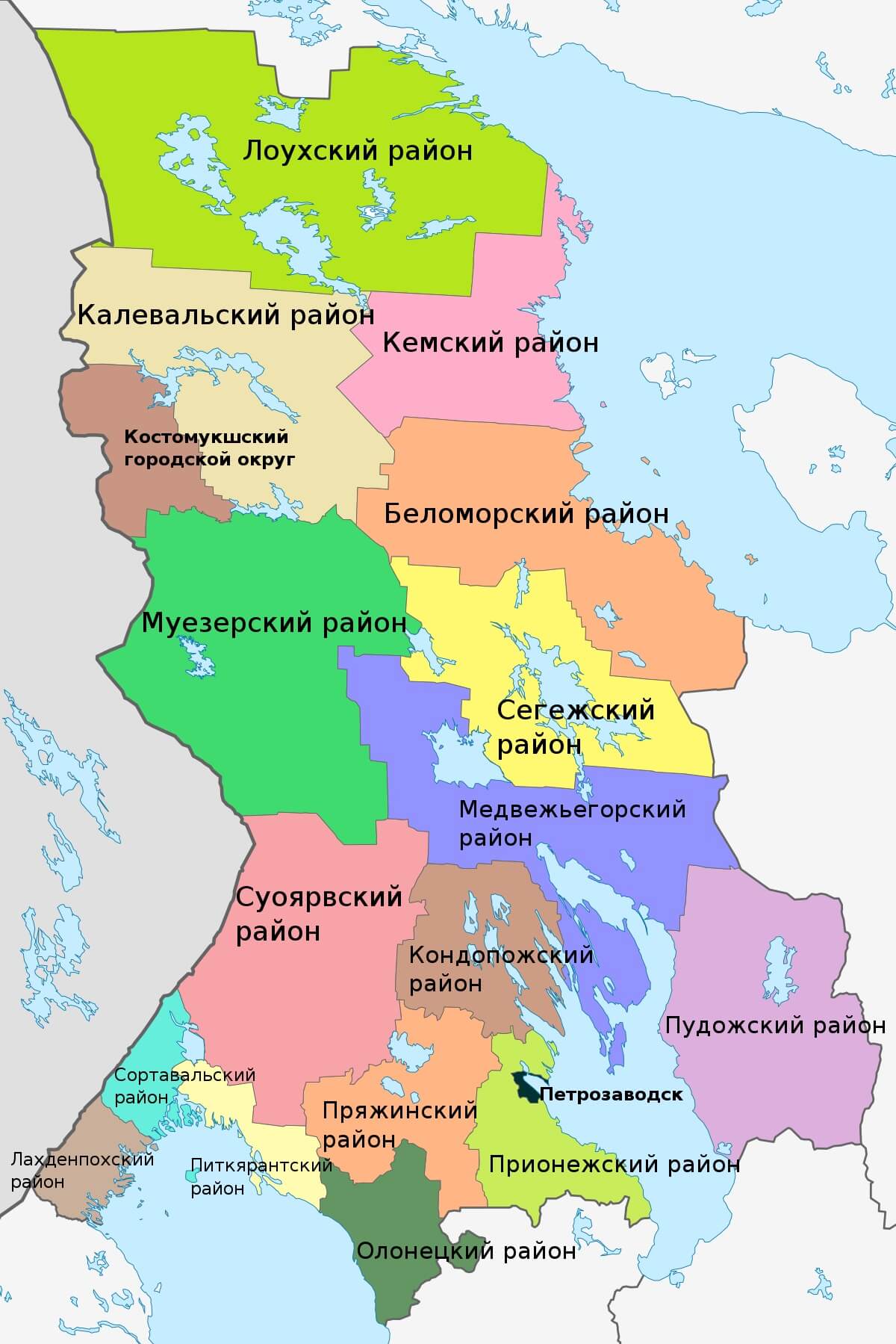 Республика Карелия на карте России: где находится, показать с городами вфизическом и спутниковом виде