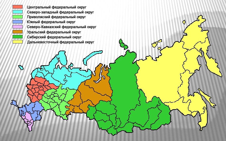 Карты федеральных округов России.
