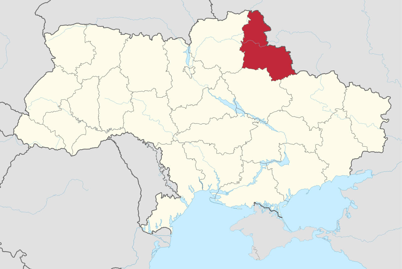 Сумская область на карте Украины.