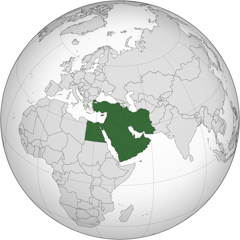 Ближний Восток на карте: показать на политической карте крупно со странами