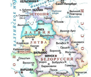 Прибалтика на карте со странами и городами на русском языке