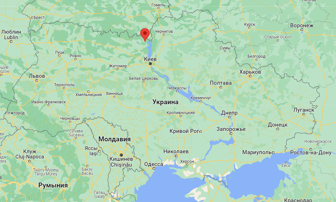 Чернобыль на карте Киевской области: показать город на Украине и в России