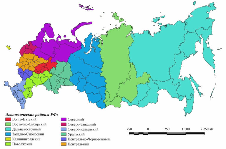 Экономические районы России на карте