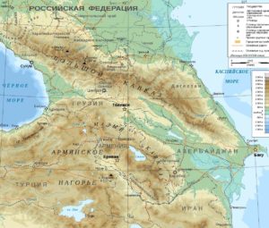 Кавказские горы на карте