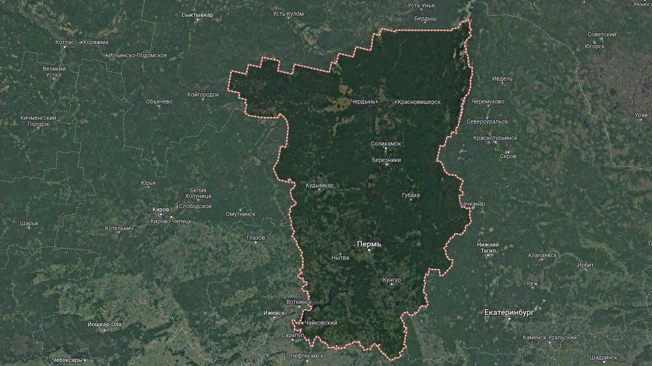 Спутниковая карта Пермского края