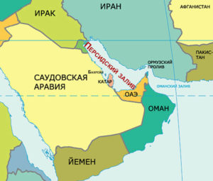 Карта Персидского залива со странами